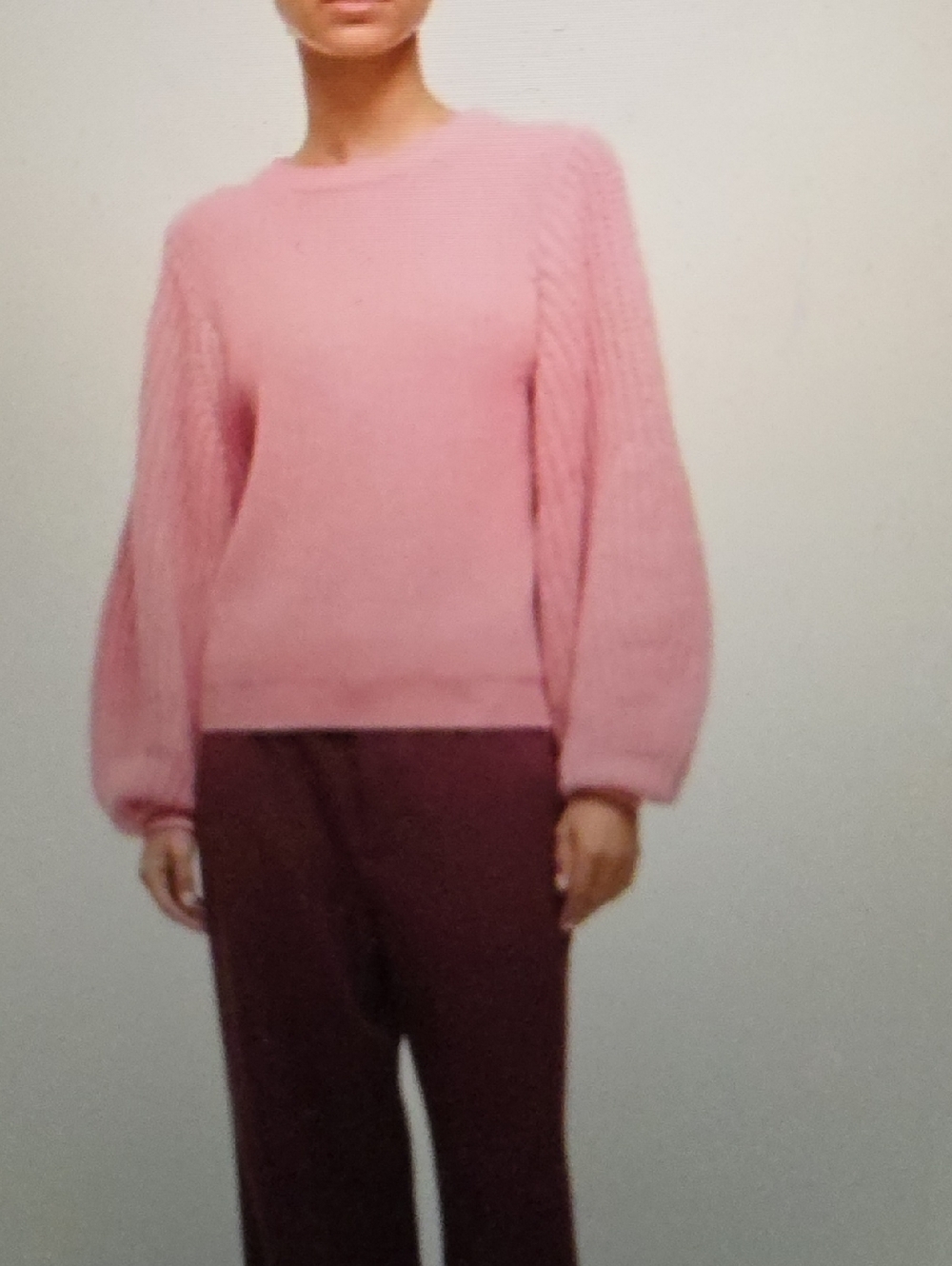 STAUD Damask Pink Aura Bishop Sleeve Sweater Size S $325